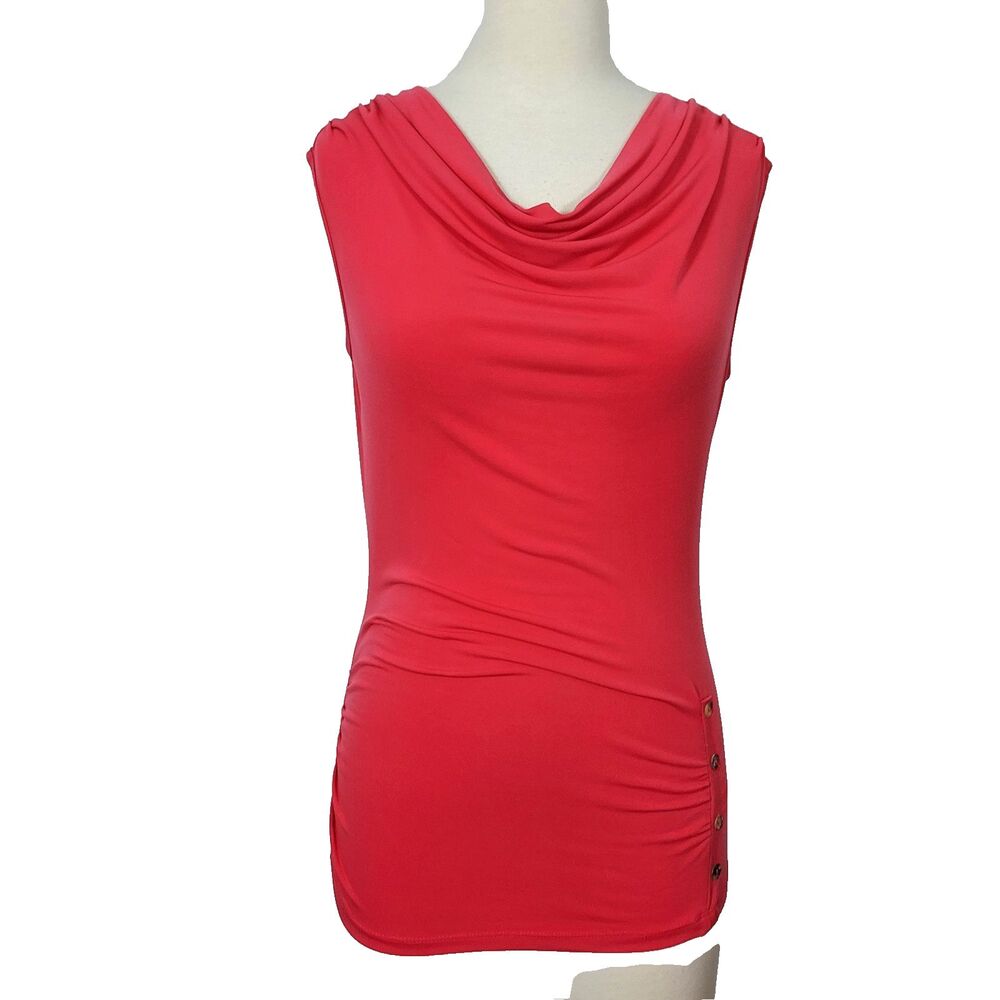 Reitmans Shirt Top Stretch Sleevless Cowl Neck Womens Size Small Layering Coral